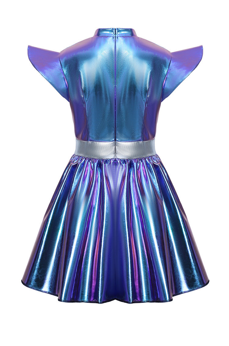Holographic Space Dress and Gloves Set