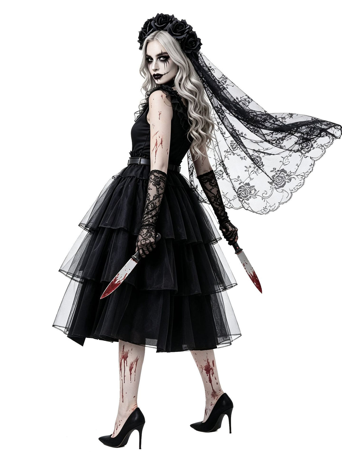 Black Tiered Ghost Bride Costume