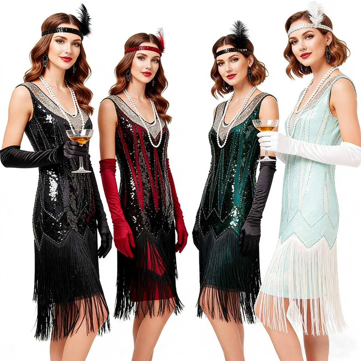 Beaded Fringe Flapper Dress