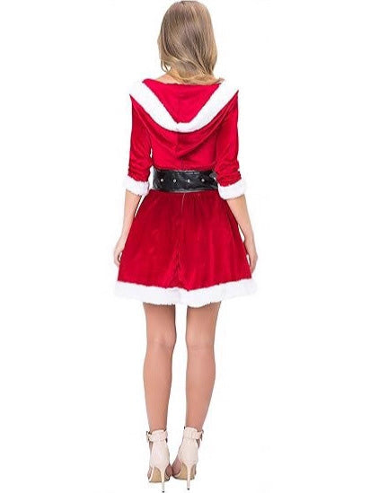 Red Hooded Santa Dress Costume Set | Hooded Dress