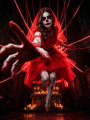 Red Tiered Zombie Bride Costume