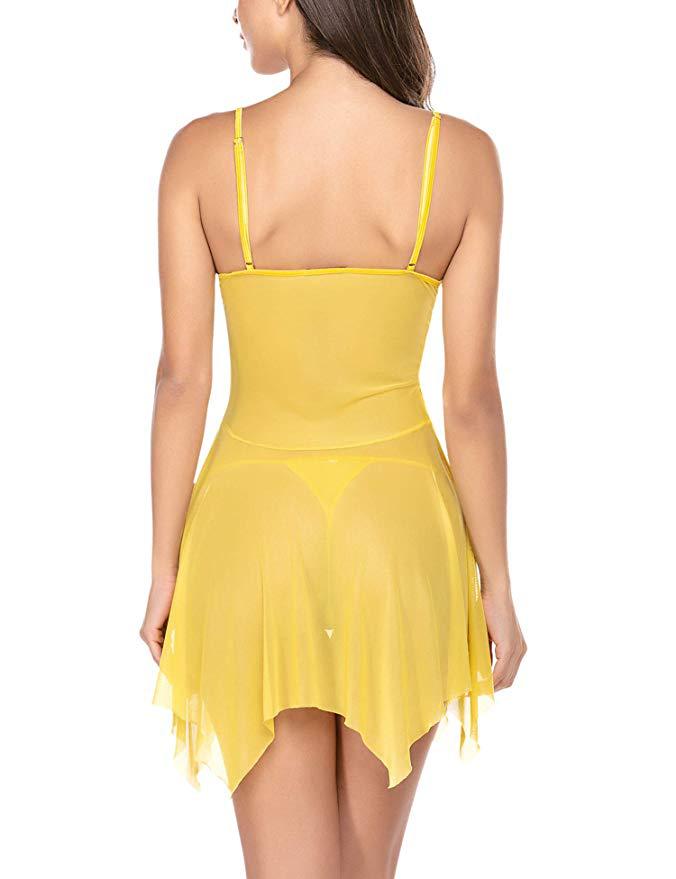 Lace Handkerchief Babydoll Set | Yellow