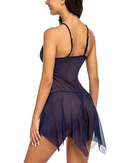 Lace Handkerchief Babydoll Set | Navy Blue