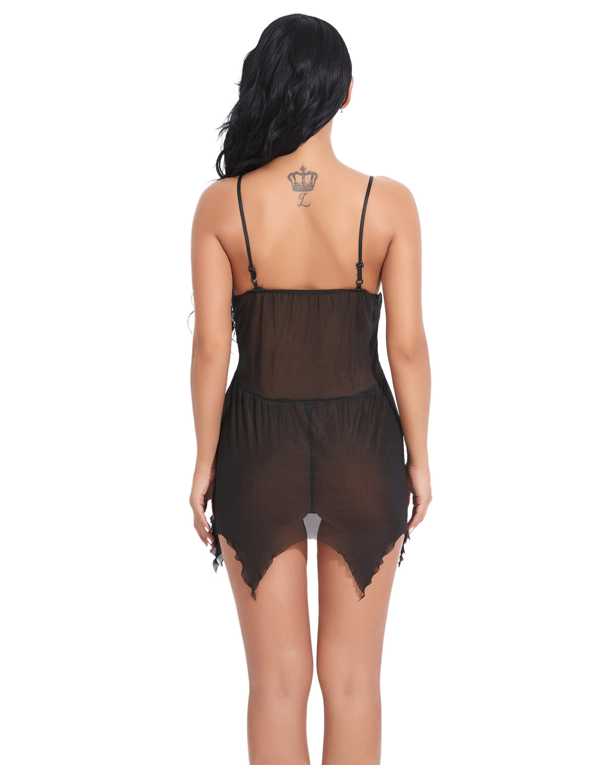 Lace Handkerchief Babydoll Set | Black