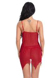 Lace Handkerchief Babydoll Set | Burgundy