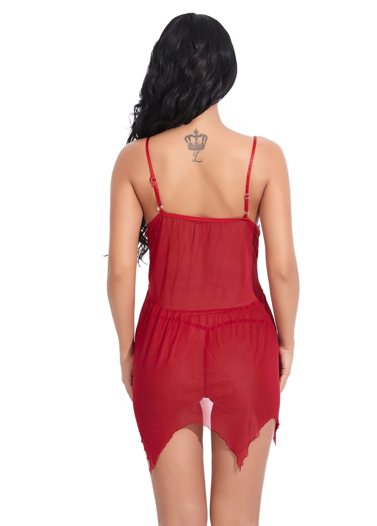 Lace Handkerchief Babydoll Set | Burgundy