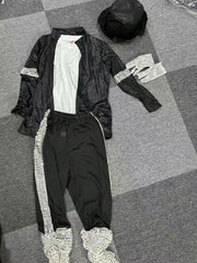 Kids Black Sequin Stage Costume Set