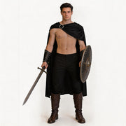 Roman Warrior Cape and Wrist Guard Costume Set | Black