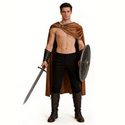 Roman Warrior Cape and Wrist Guard Costume Set | Brown