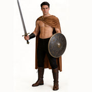 Roman Warrior Cape and Wrist Guard Costume Set | Brown