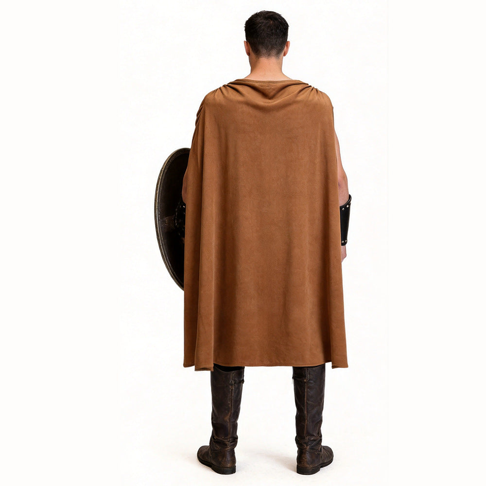 Roman Warrior Cape and Wrist Guard Costume Set | Brown