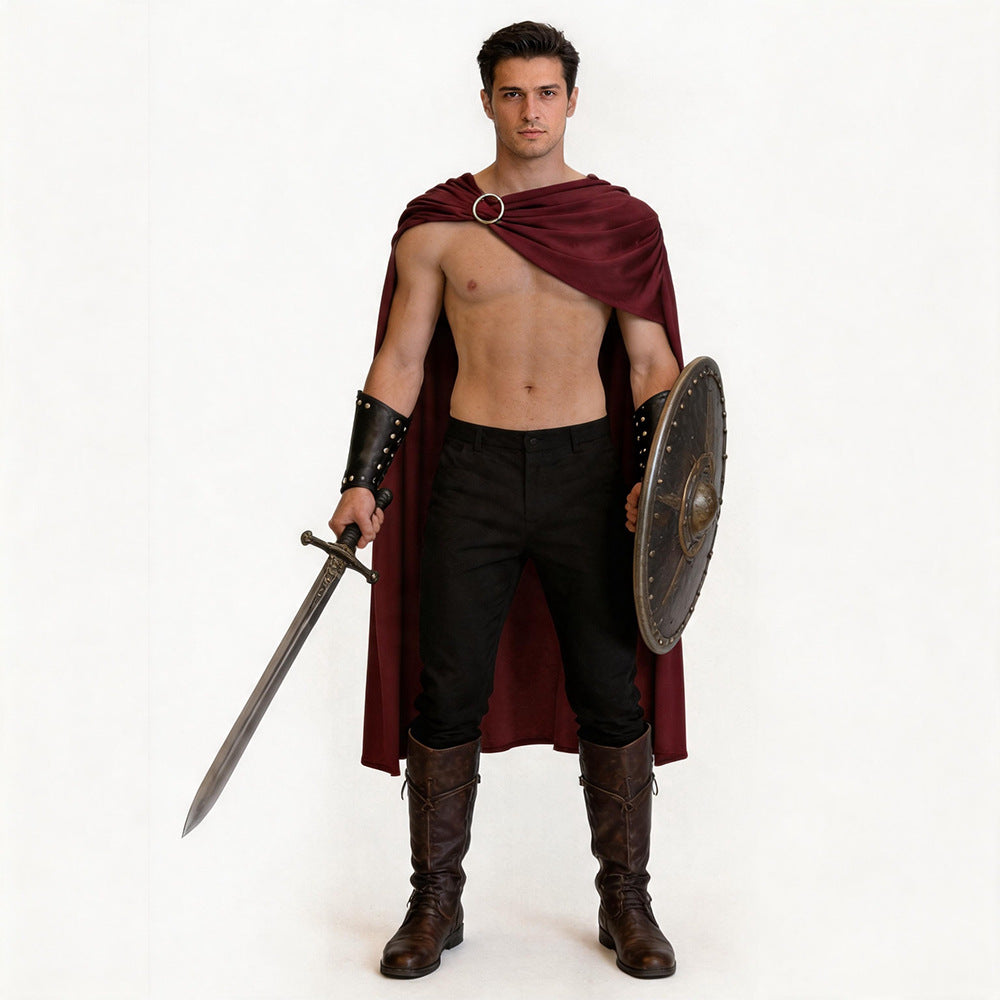 Roman Warrior Cape and Wrist Guard Costume Set | Red
