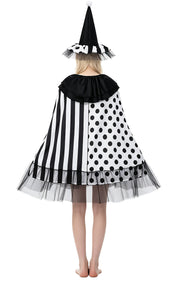 Black and White Witch Jester Cape and Hat Set | Adult