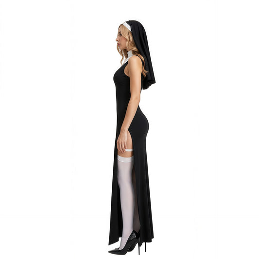 Gothic Nun Costume Dress Set
