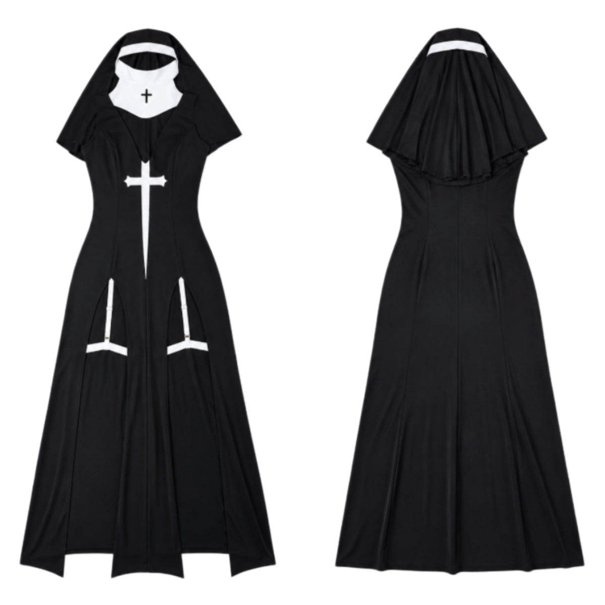Gothic Nun Costume Dress Set