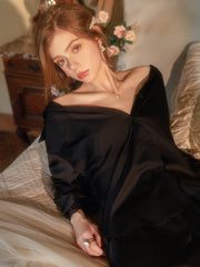 Sheer Satin Shirt and Shorts Lingerie | Black