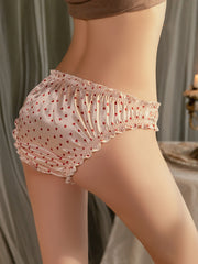 Heart Print Ruffle Bikini Panty | Pink