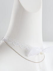 Lace Bow Pearl Chain Choker Necklace