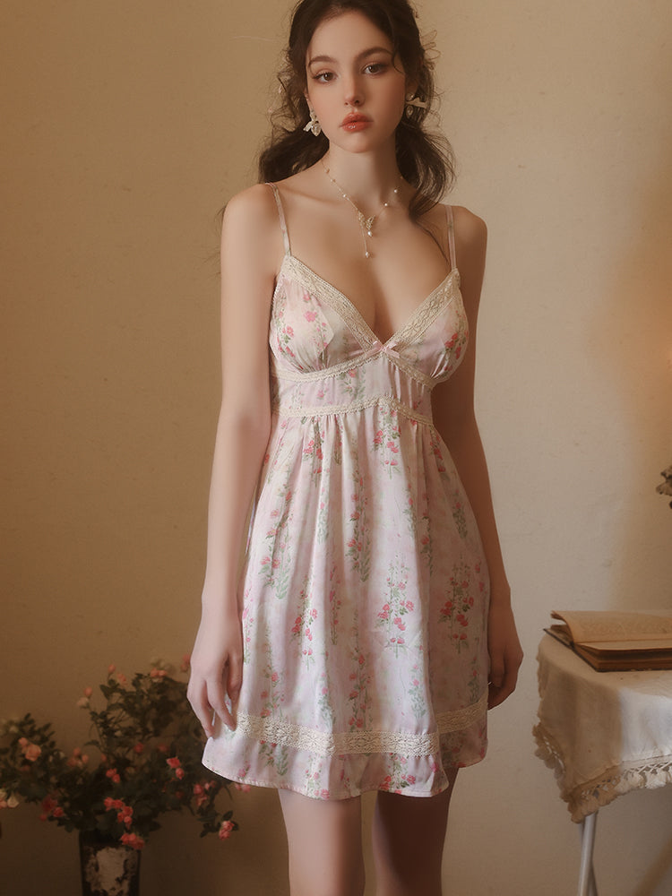 Floral Satin Padded Nightdress