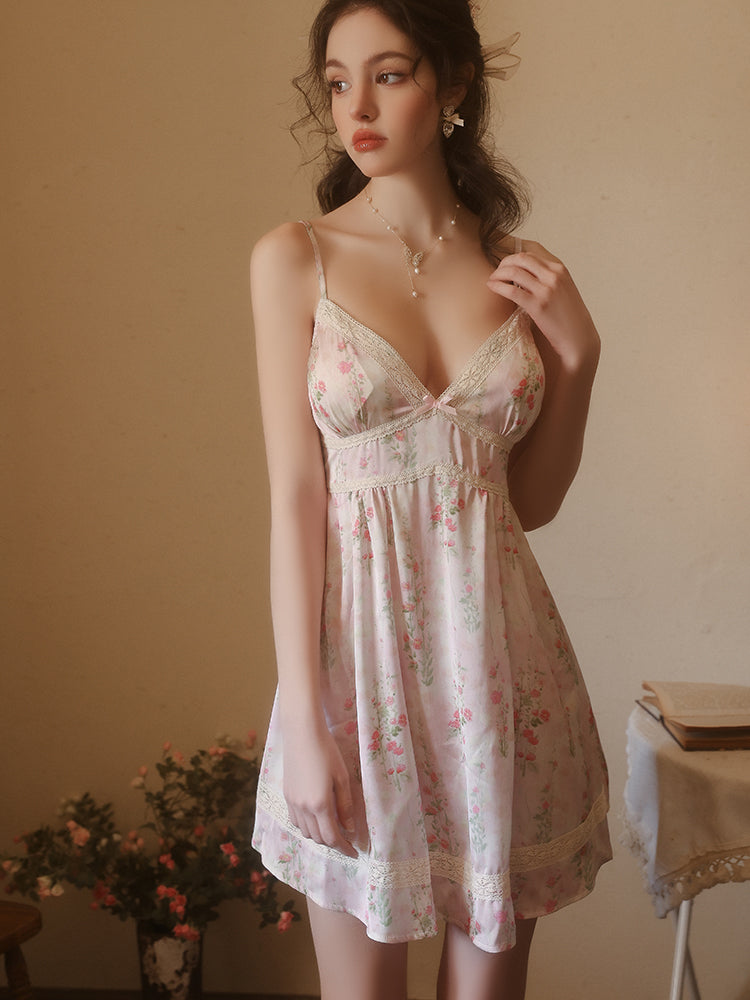 Floral Satin Padded Nightdress