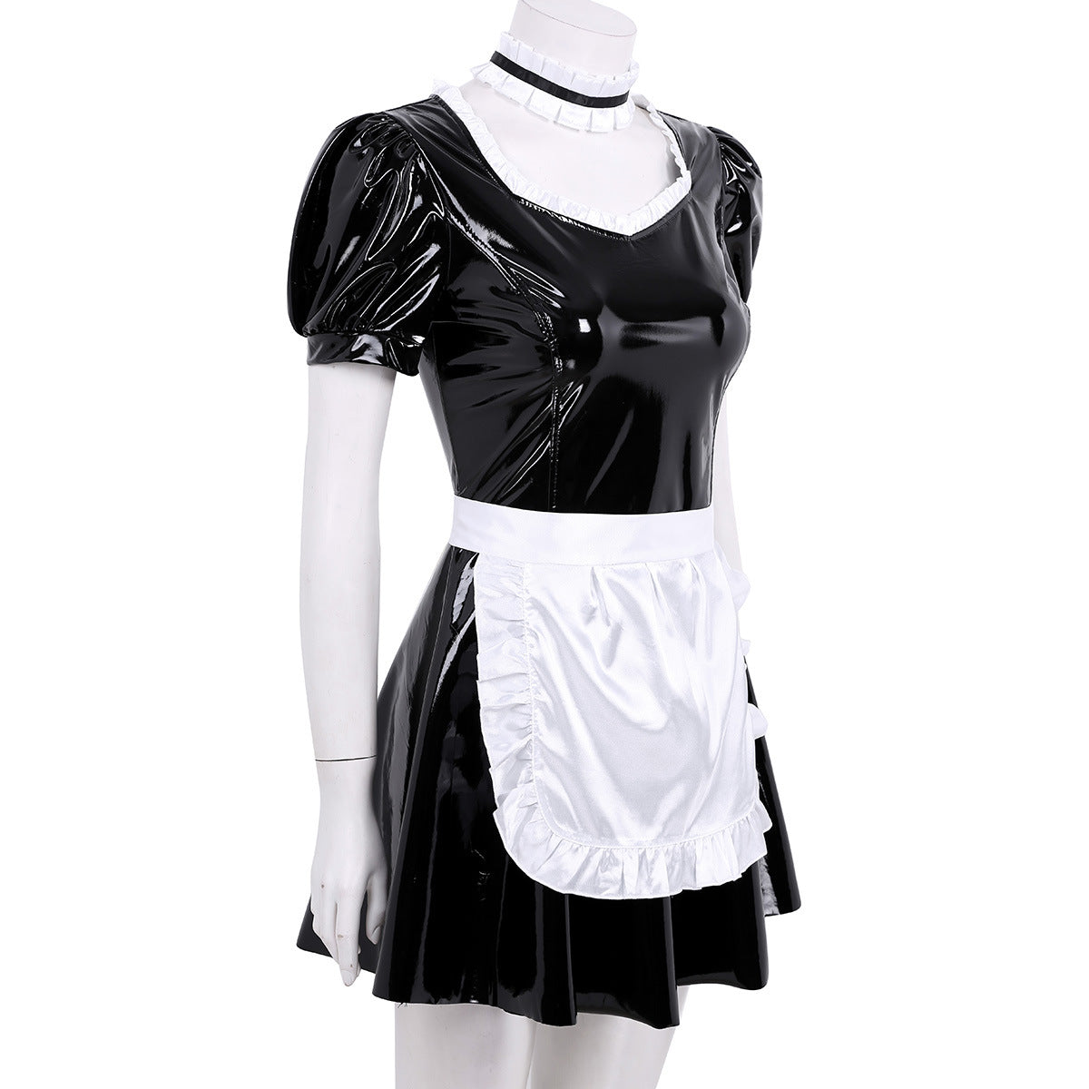 Black Patent Maid Costume Dress Set