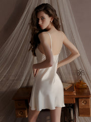 Padded Bow Satin Sleepdress | Cream Yellow