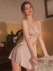 Sheer Lace Open-Back Nightdress | Lilac