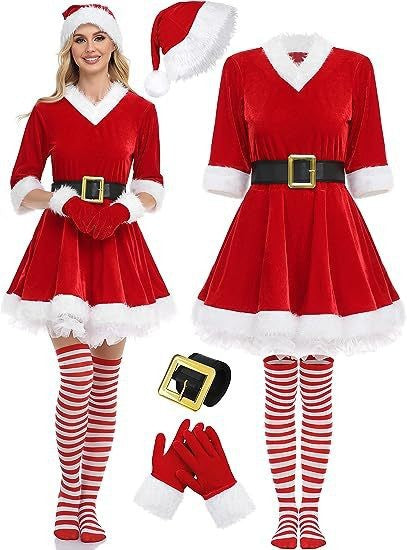 Red Velvet Santa Costume Dress Set