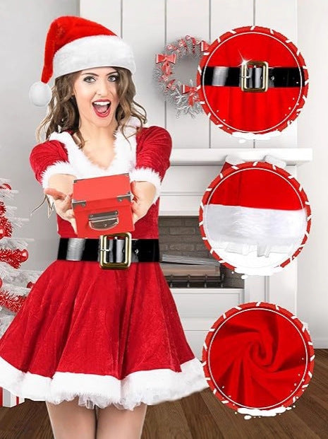Red Velvet Santa Costume Dress Set