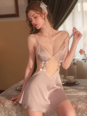 Sheer Lace Open-Back Nightdress | Lilac
