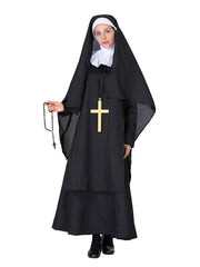 Black Nun Costume Dress and Cross Necklace Set