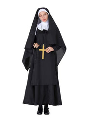 Black Nun Costume Dress and Cross Necklace Set