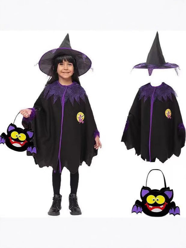 Kids Witch Cape Costume and Hat Set