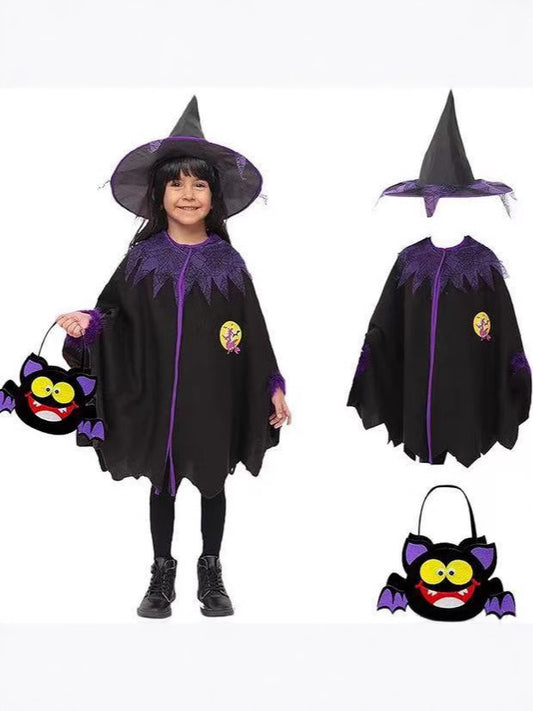 Kids Witch Cape Costume and Hat Set