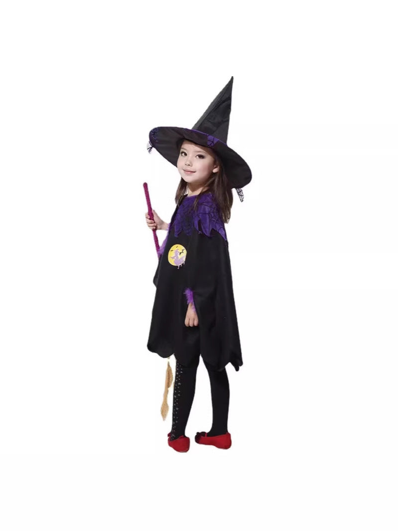 Kids Witch Cape Costume and Hat Set