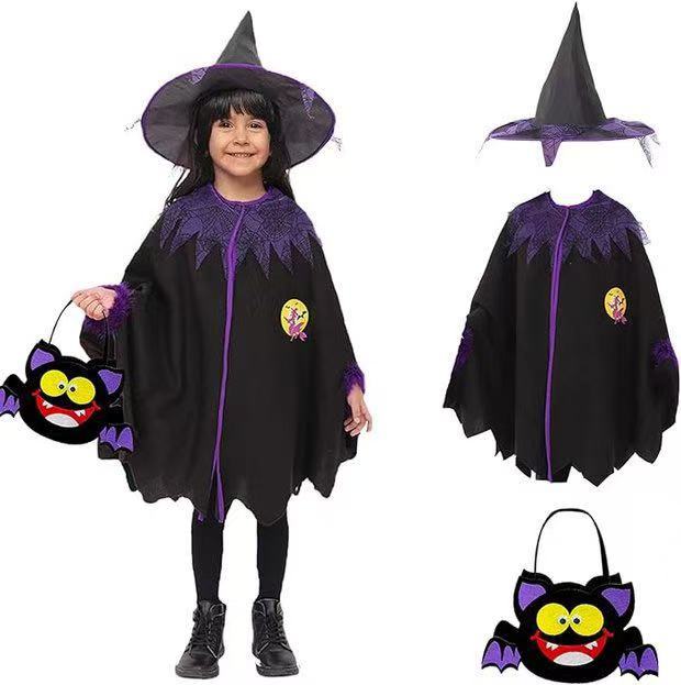 Kids Witch Cape Costume and Hat Set