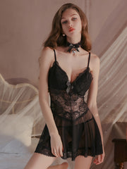 Sheer Lace Padded Cami Sleepdress Set