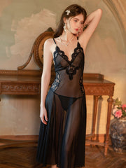 Backless Sheer Lace Sleepdress and Panty Set