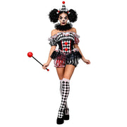 Harlequin Ruffle Romper Costume | Black, White and Red