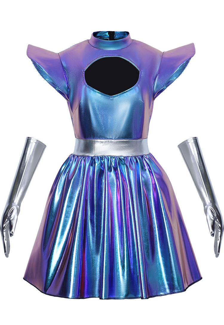 Holographic Space Dress and Gloves Set