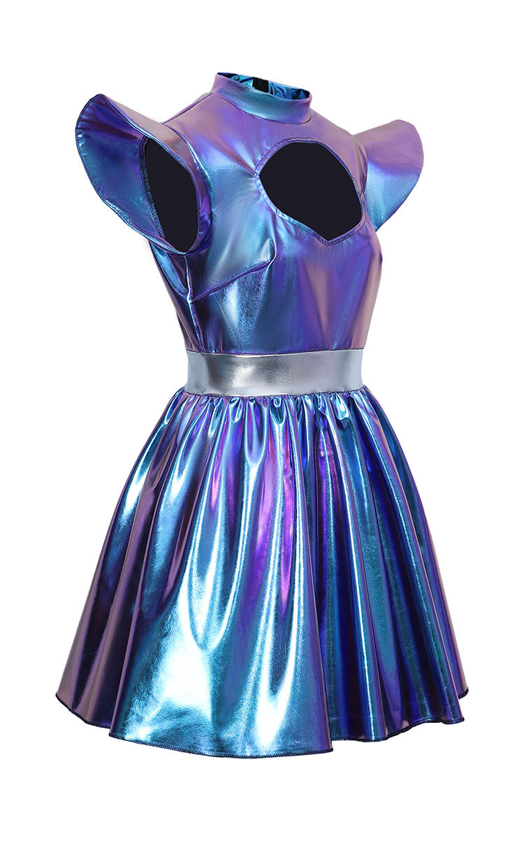 Holographic Space Dress and Gloves Set