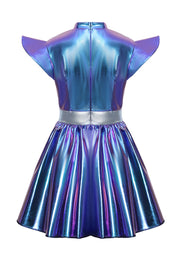Holographic Space Dress and Gloves Set