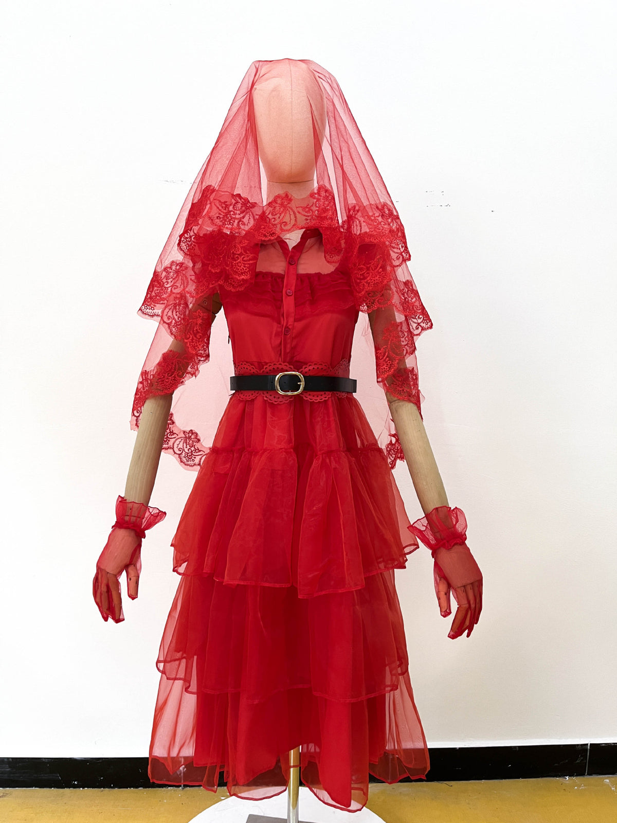 Red Tiered Zombie Bride Costume