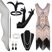 Beaded Flapper Dress and Accessories | Pink