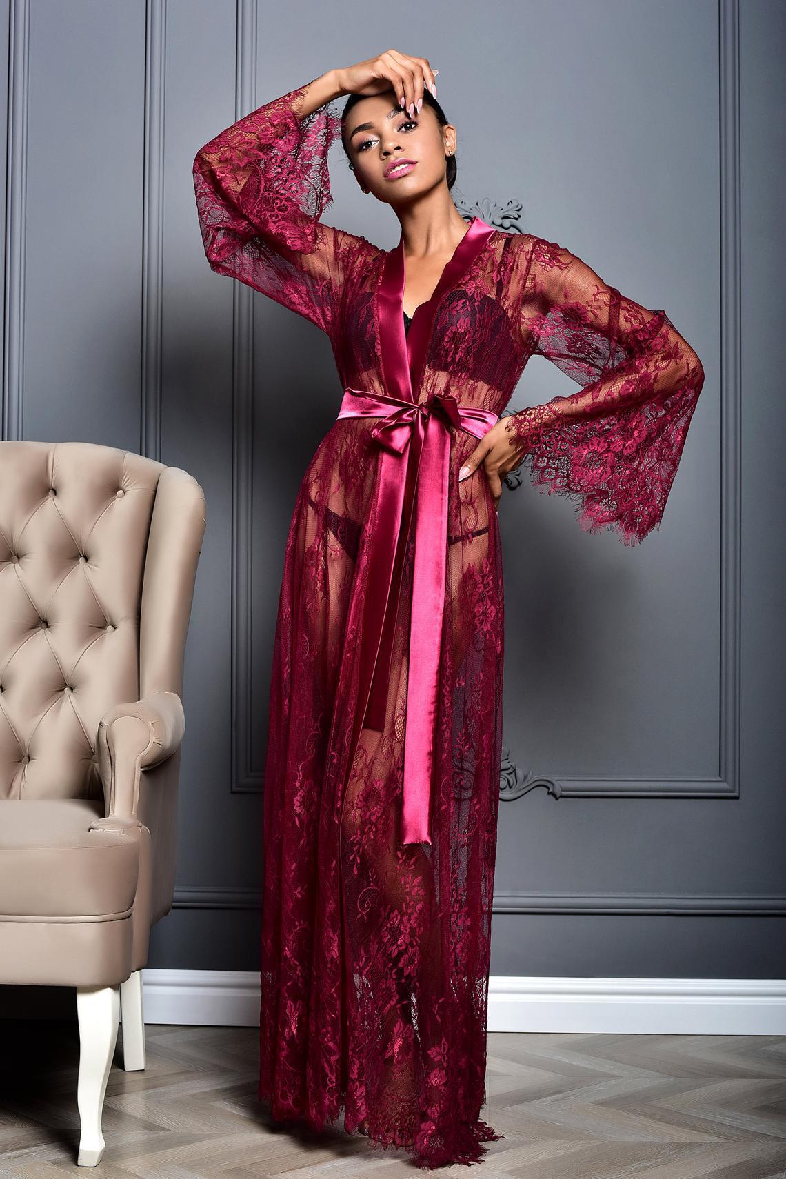 Sheer Lace Long Robe