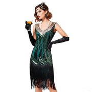 Beaded Fringe Flapper Dress | Green
