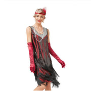 Beaded Fringe Flapper Dress | Red