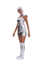 Silver Space Costume Dress Set | DressLeg Covers and Wig