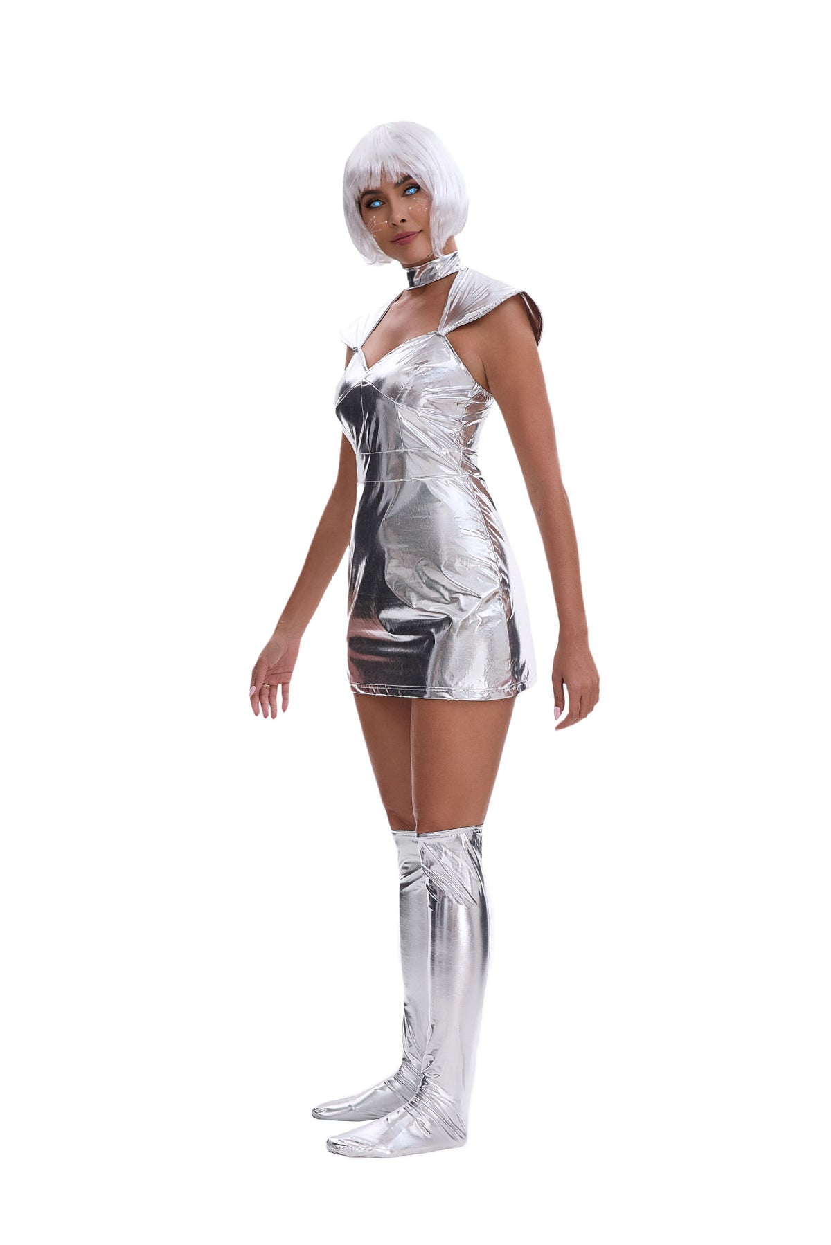 Silver Space Costume Dress Set | DressLeg Covers and Wig