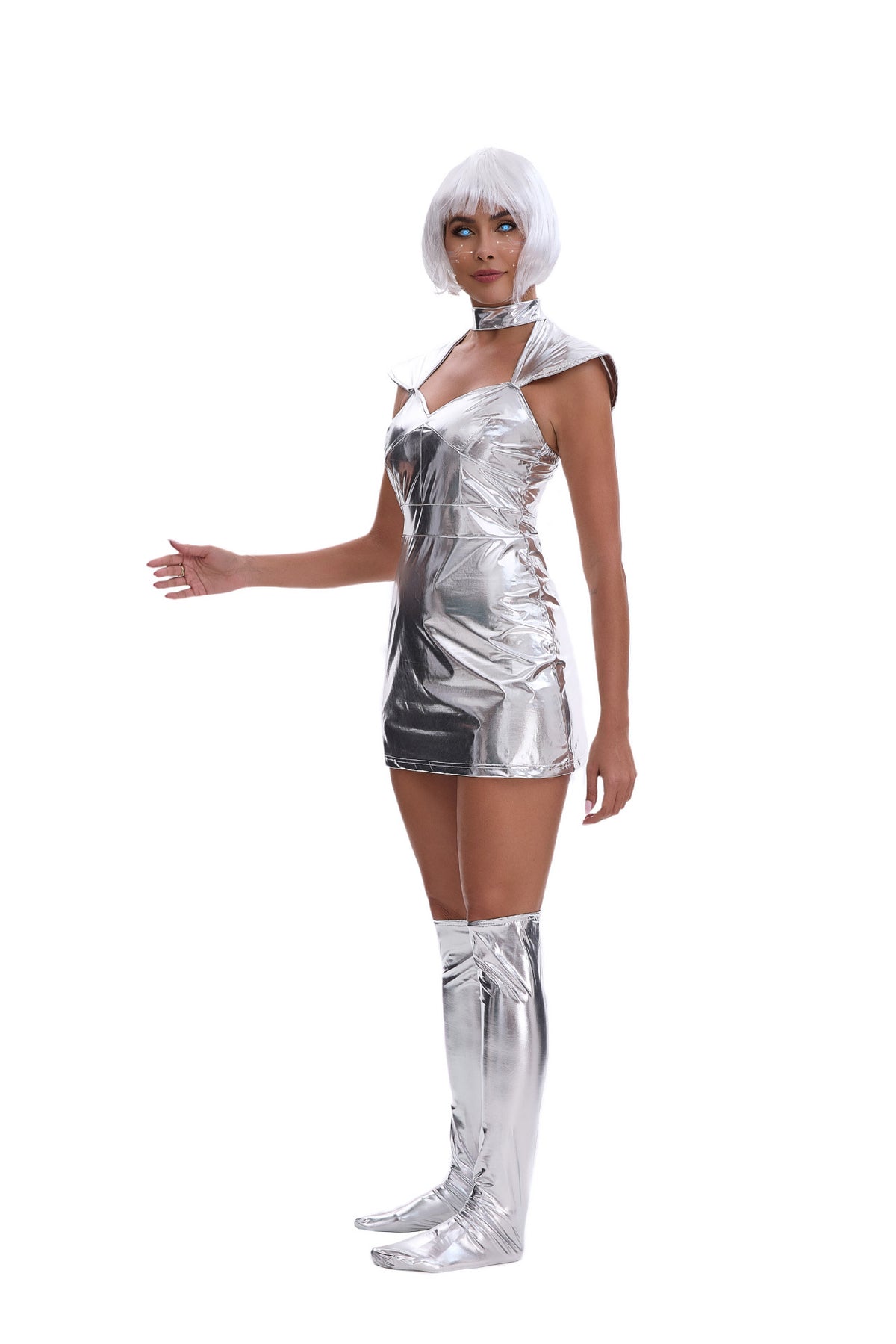 Silver Space Costume Dress Set | DressLeg Covers and Wig